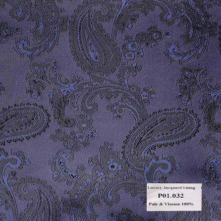P01.032 Luxury Jacquard Lining - Xanh Dương Hoa Văn